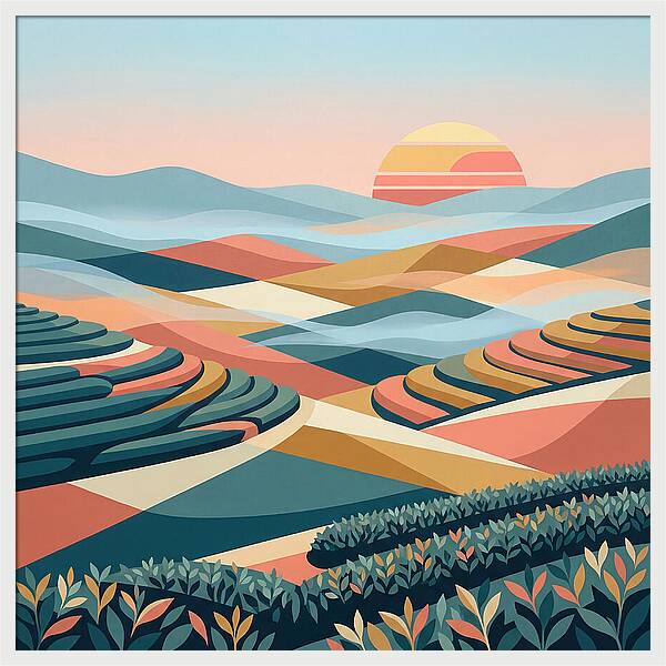 Tea Plantation At Sunset