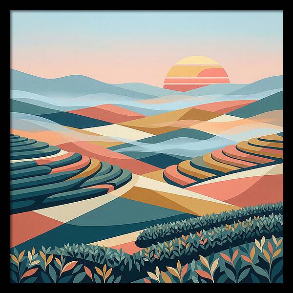 Tea Plantation At Sunset