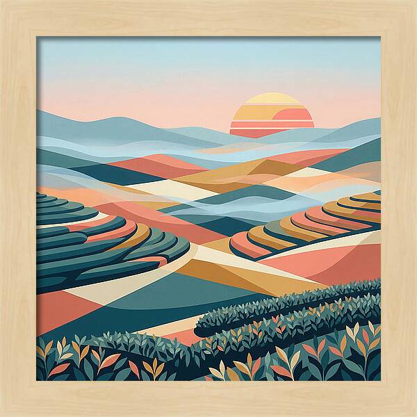 Tea Plantation At Sunset