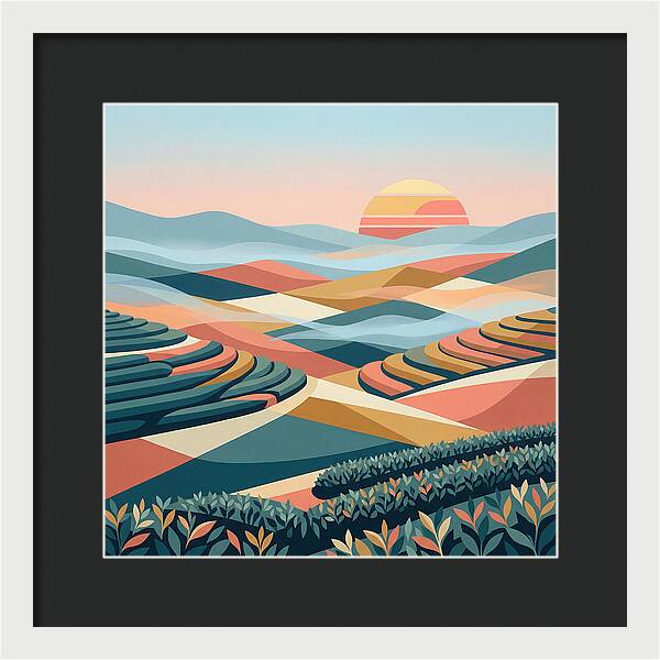 Tea Plantation At Sunset