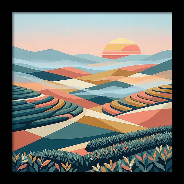 Tea Plantation At Sunset