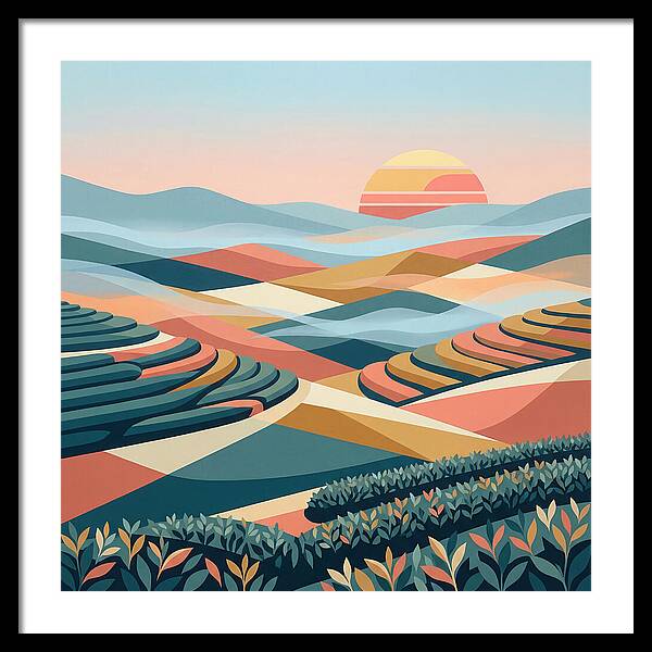 Tea Plantation At Sunset