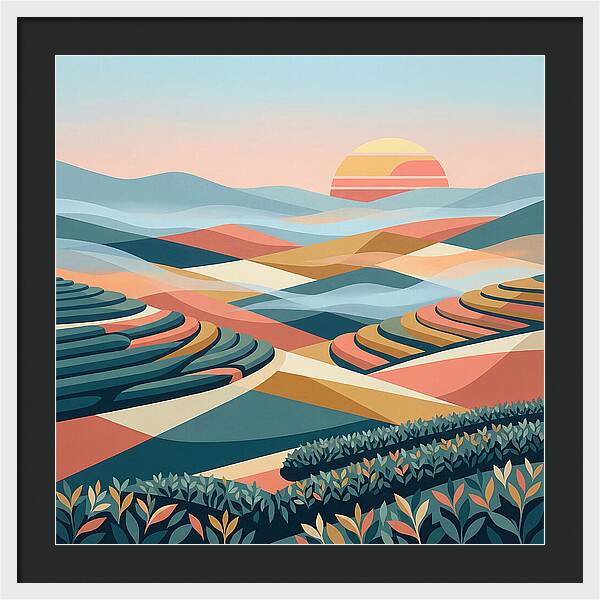 Tea Plantation At Sunset