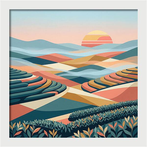 Tea Plantation At Sunset