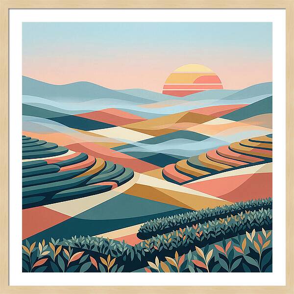 Tea Plantation At Sunset