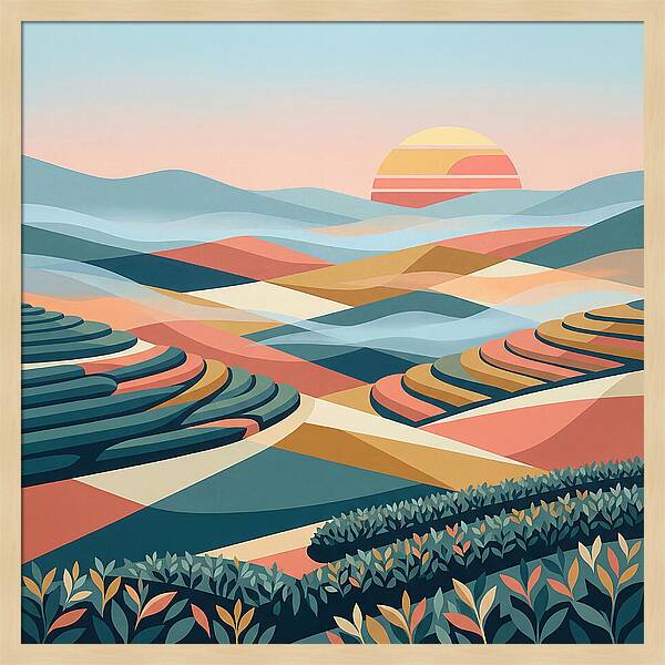 Tea Plantation At Sunset