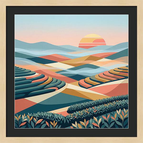 Tea Plantation At Sunset