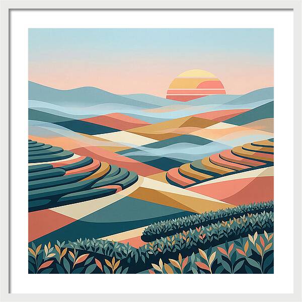 Tea Plantation At Sunset