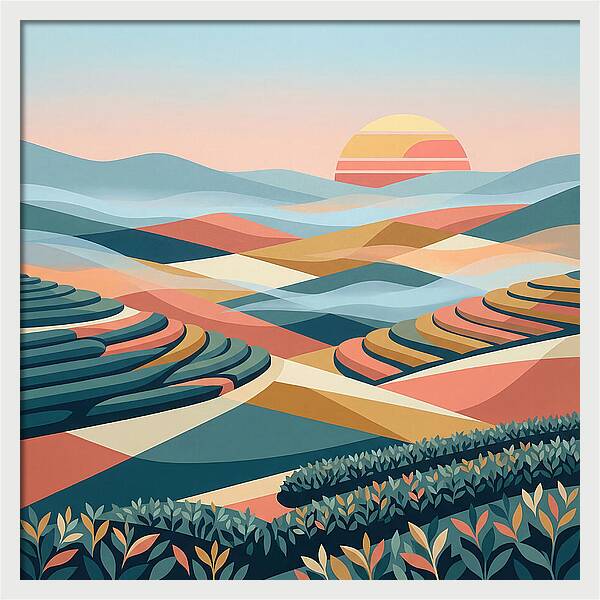 Tea Plantation At Sunset