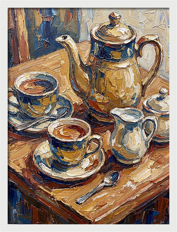Tea Service In Warm Hues