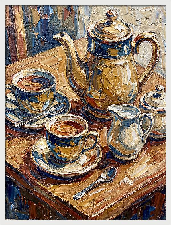 Tea Service In Warm Hues