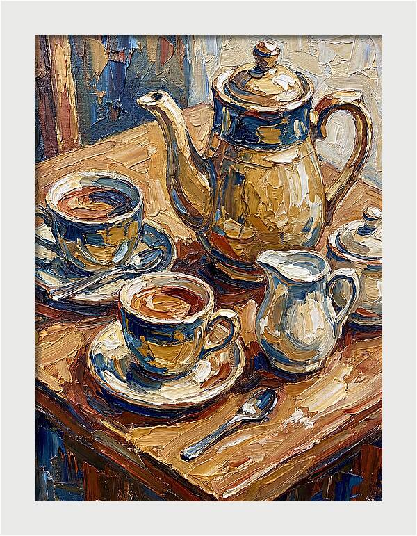 Tea Service In Warm Hues