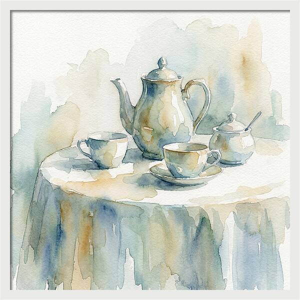 Tea Service In Watercolor