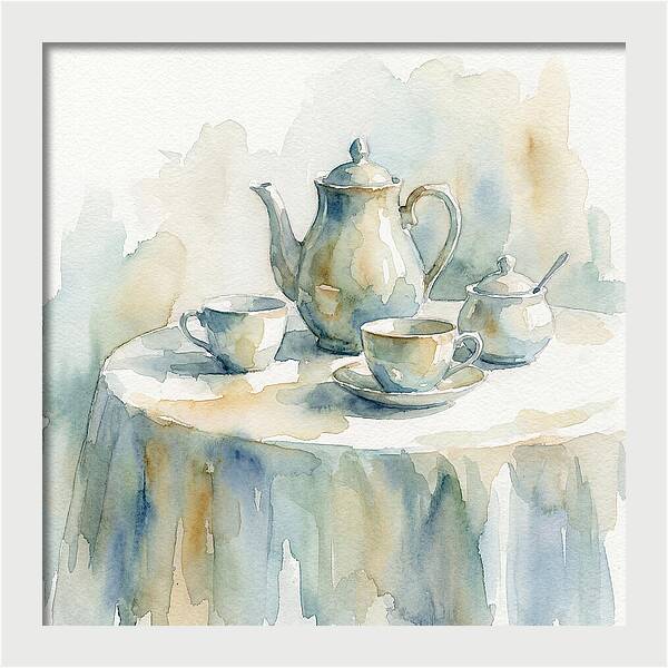 Tea Service In Watercolor