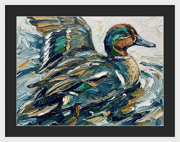 Teal Duck In Motion