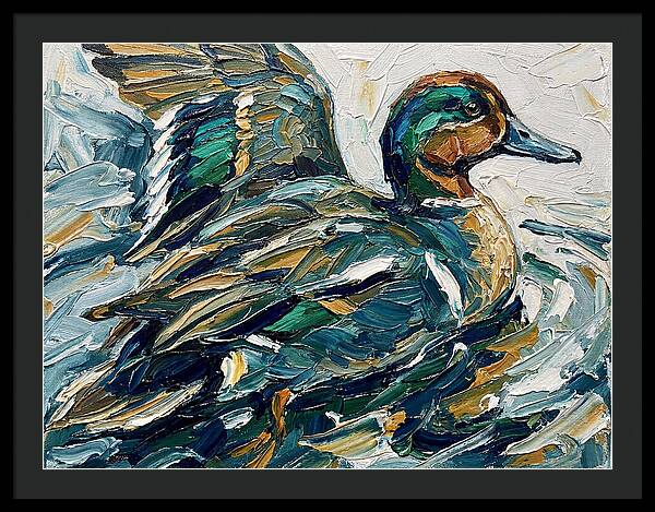 Teal Duck In Motion