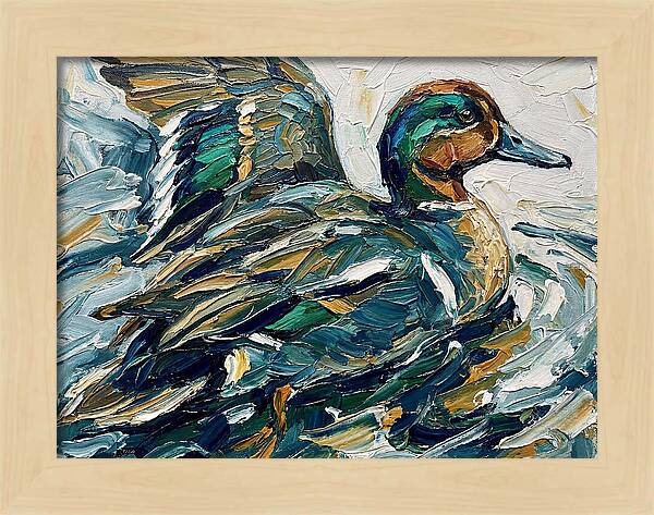 Teal Duck In Motion