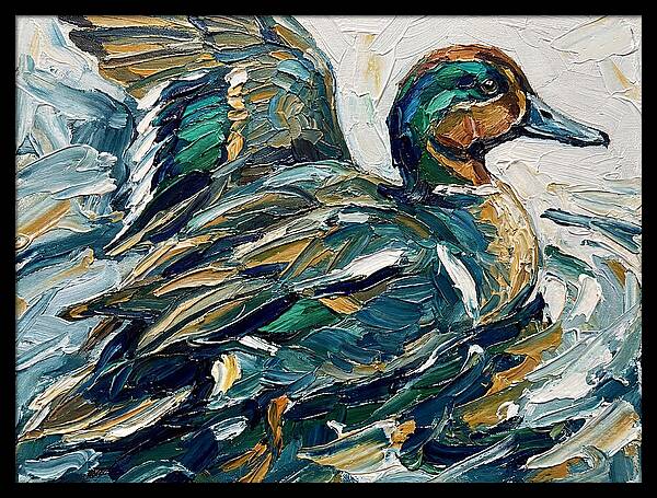 Teal Duck In Motion