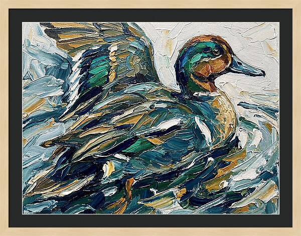 Teal Duck In Motion
