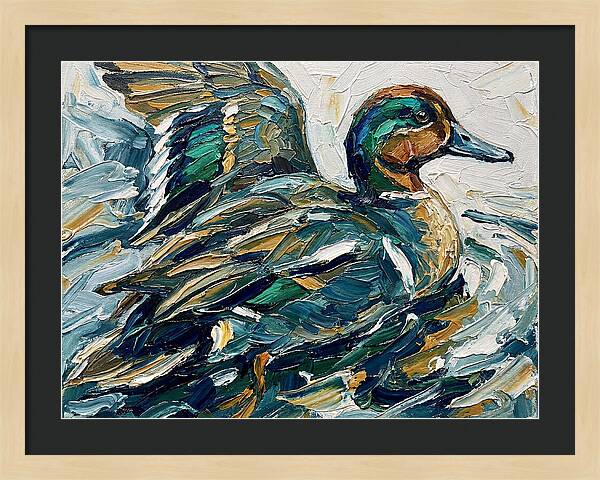Teal Duck In Motion