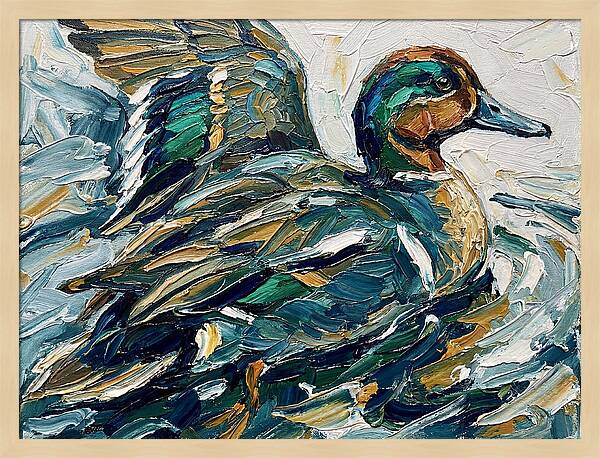 Teal Duck In Motion