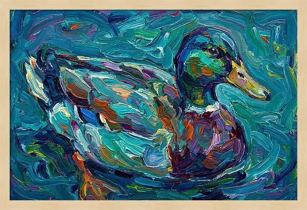 Teal Expressionist Duck