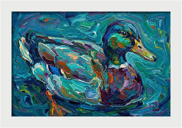 Teal Expressionist Duck