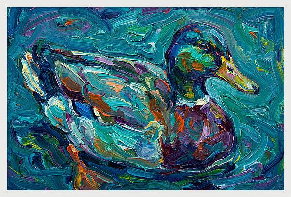 Teal Expressionist Duck