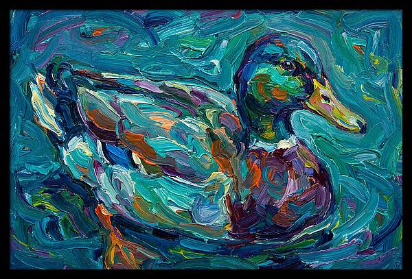 Teal Expressionist Duck