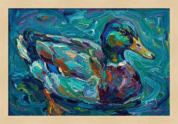 Teal Expressionist Duck