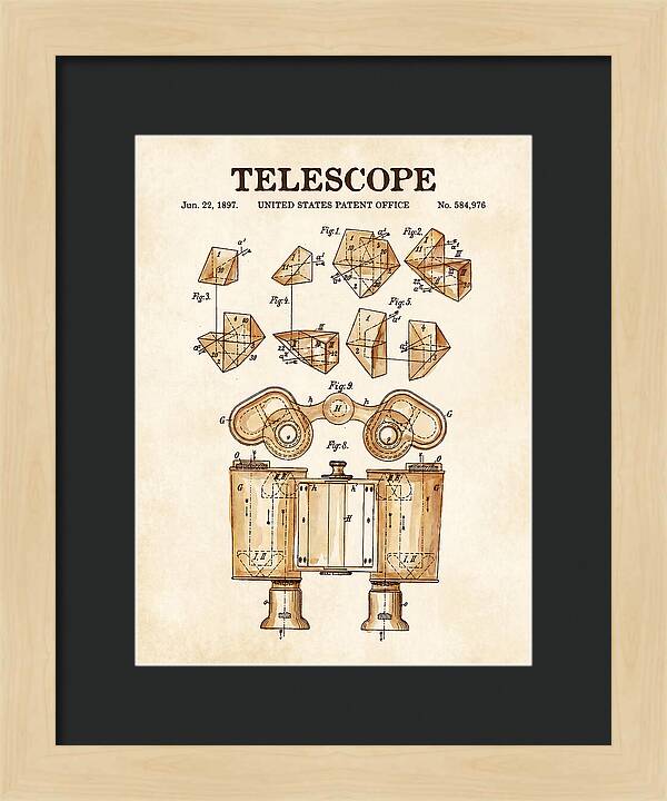 Telescope Binoculars Watercolor Patent Us584976
