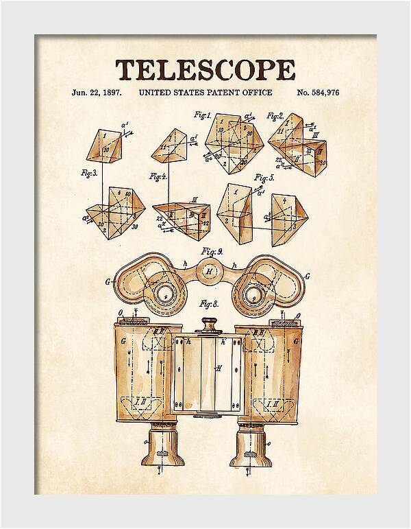 Telescope Binoculars Watercolor Patent Us584976