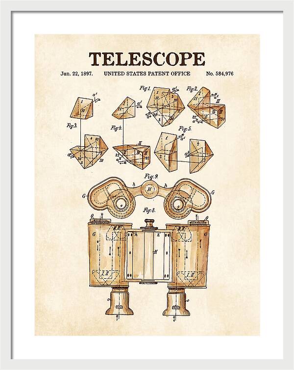 Telescope Binoculars Watercolor Patent Us584976
