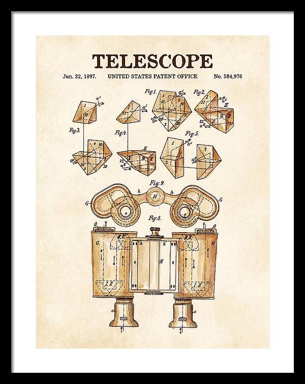 Telescope Binoculars Watercolor Patent Us584976