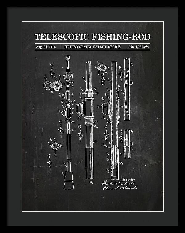 Telescopic Fishing Rod Chalkboard Patent Us1064030a