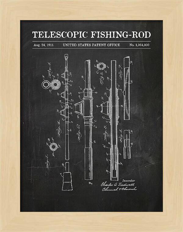 Telescopic Fishing Rod Chalkboard Patent Us1064030a