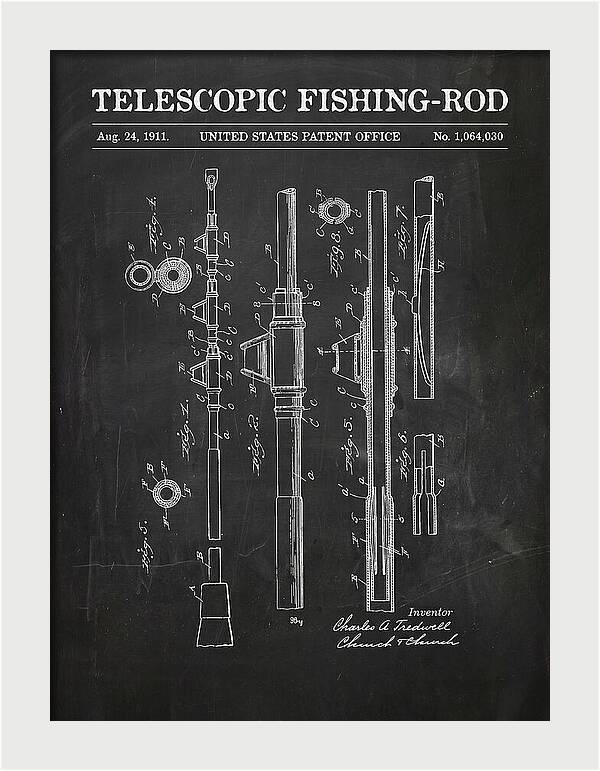 Telescopic Fishing Rod Chalkboard Patent Us1064030a