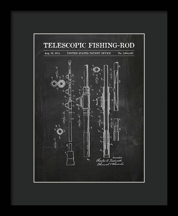 Telescopic Fishing Rod Chalkboard Patent Us1064030a