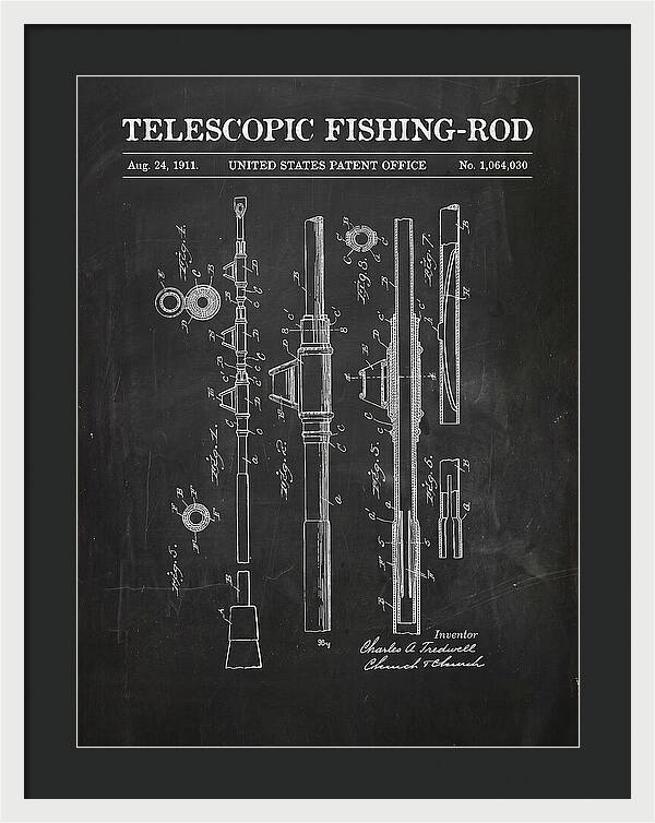 Telescopic Fishing Rod Chalkboard Patent Us1064030a