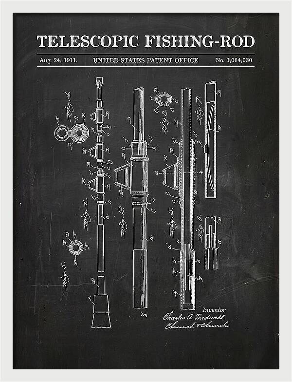 Telescopic Fishing Rod Chalkboard Patent Us1064030a