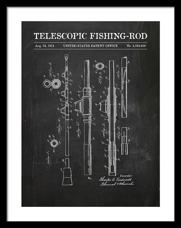 Telescopic Fishing Rod Chalkboard Patent Us1064030a