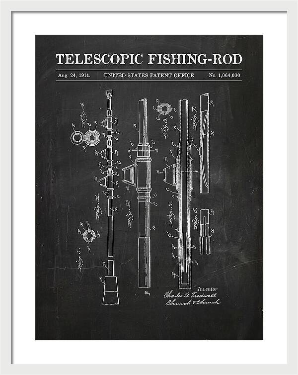Telescopic Fishing Rod Chalkboard Patent Us1064030a