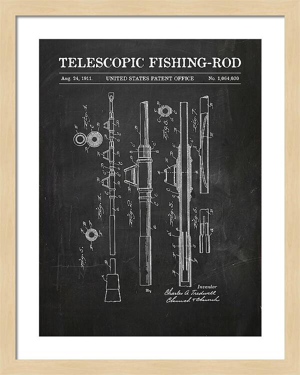Telescopic Fishing Rod Chalkboard Patent Us1064030a