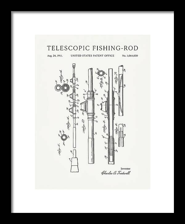 Telescopic Fishing Rod Minimalist Patent Us1064030a