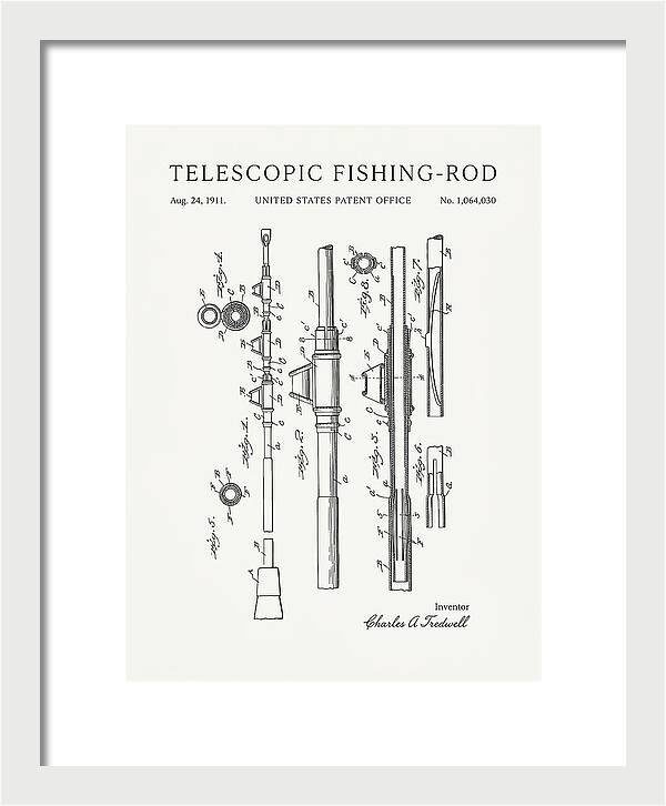 Telescopic Fishing Rod Minimalist Patent Us1064030a
