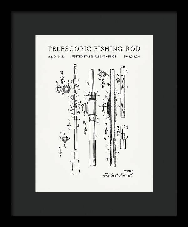 Telescopic Fishing Rod Minimalist Patent Us1064030a
