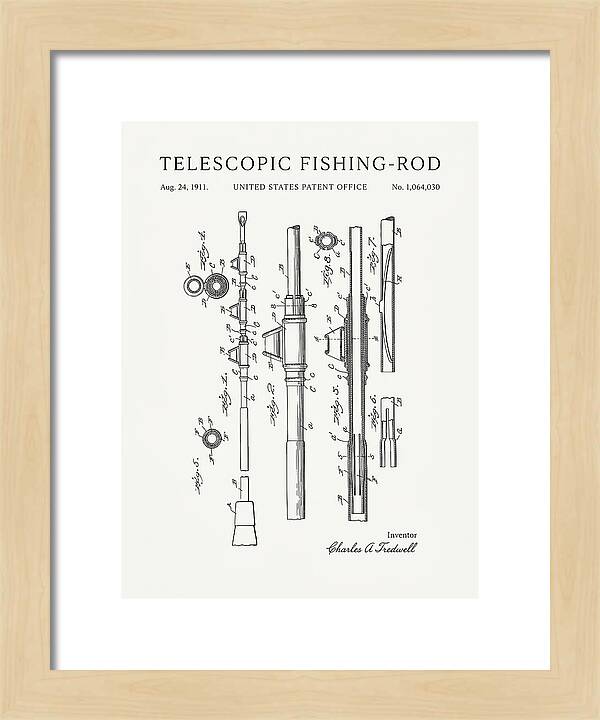 Telescopic Fishing Rod Minimalist Patent Us1064030a