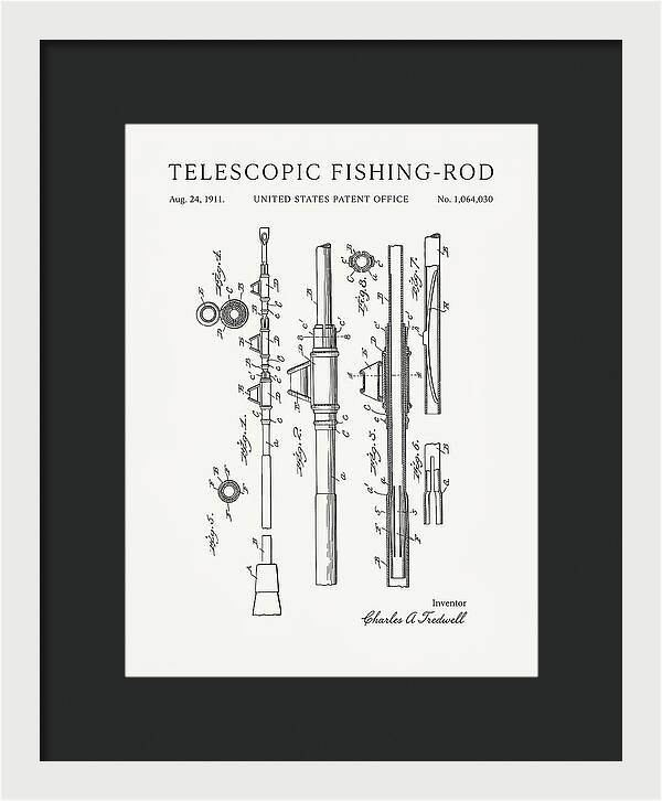 Telescopic Fishing Rod Minimalist Patent Us1064030a