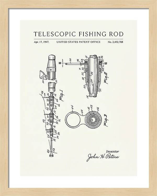 Telescopic Fishing Rod Minimalist Patent Us2452788a