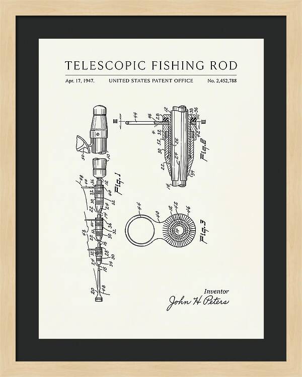 Telescopic Fishing Rod Minimalist Patent Us2452788a